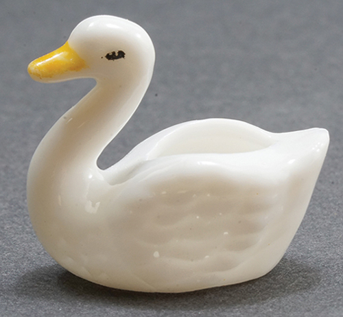 Dollhouse Miniature Ceramic Swan Planter